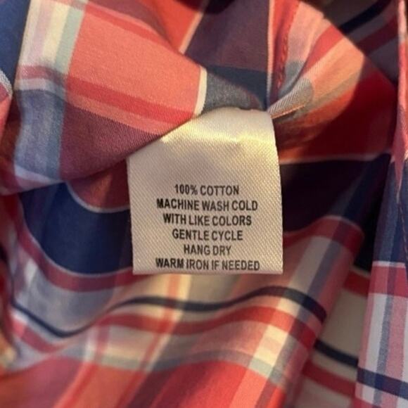 UNTUCKit Plaid Button Down Shirt Red Navy Cotton Size 12 NWT - Picture 5 of 5